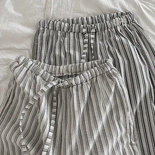 Hopia Cotton Stripe Elastic Waist Pants