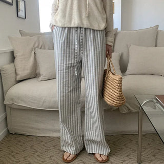 Hopia Cotton Stripe Elastic Waist Pants