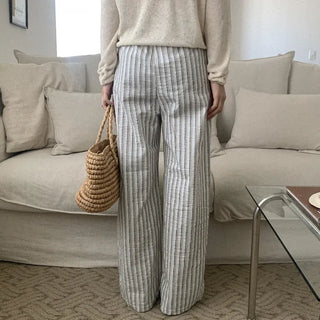 Hopia Cotton Stripe Elastic Waist Pants