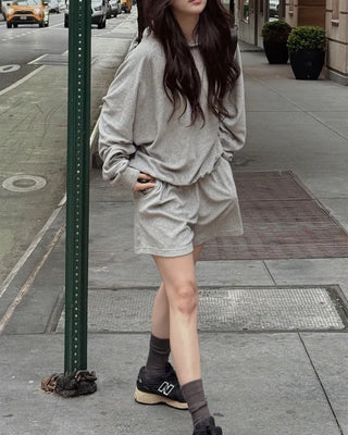 Soft towel hooded parka & training pants set
