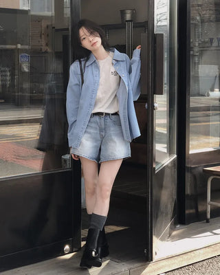 3.5-length cotton shorts