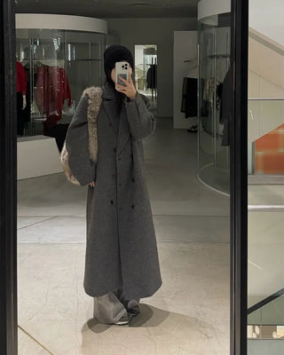 (2 types) Bouclé Double-breasted Coat