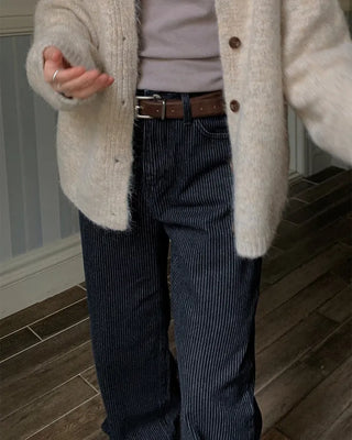 Striped Border Denim Pants