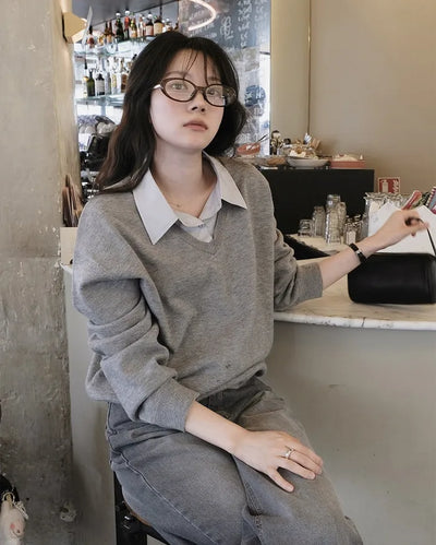 Shirt-layered knit