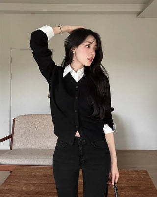 Layered knit cardigan