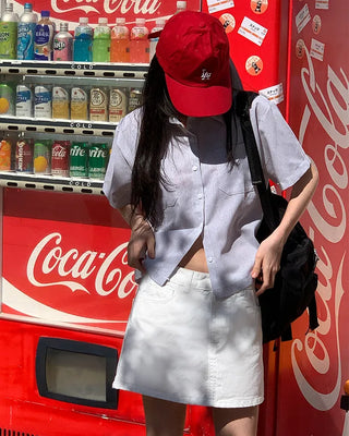 Summer Loose Fit Striped Short-Sleeve Shirt