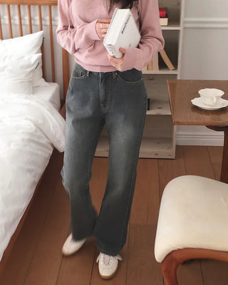 Semi-bootcut denim pants
