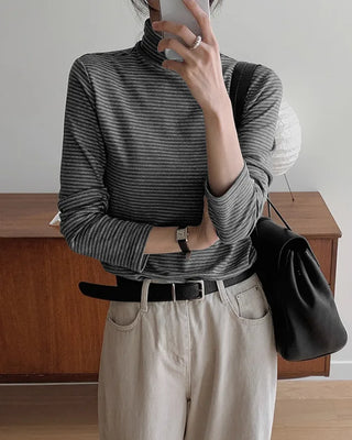 Striped turtleneck T-shirt