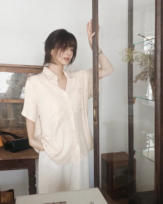 Silky 2-Pocket Blouse Shirt - 4 Colors