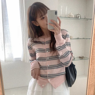 Striped knit cardigan