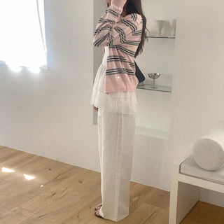 Striped knit cardigan