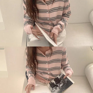 Striped knit cardigan