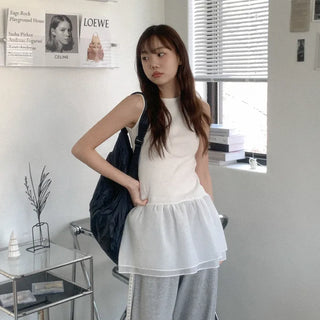 Layered cotton sleeveless top