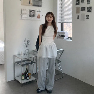 Layered cotton sleeveless top