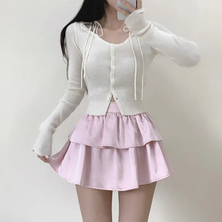 Ribbon Tie Slim Cardigan Knit