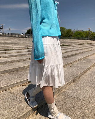 Chiffon tiered midi skirt