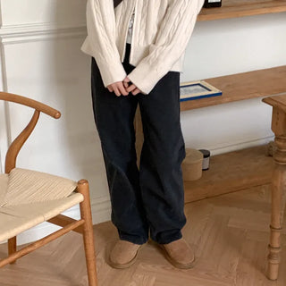 [Fleece-lined] Elastic Wide Denim Pants