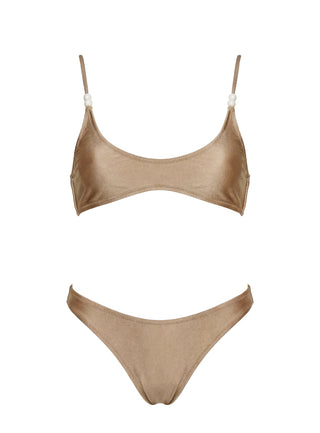 Elouana Beaded Scoop Bikini Top Gold