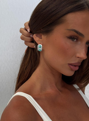 Endellion Hoop Earrings Silver  Turqouise