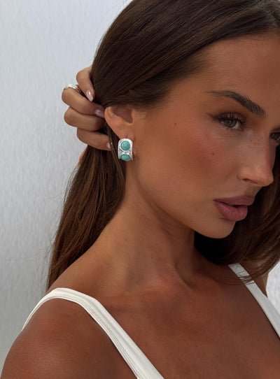 Endellion Hoop Earrings Silver  Turqouise
