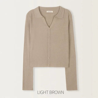 Cardigan-style ribbed collar knit