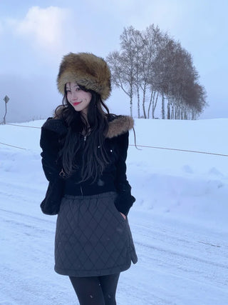 Velvet fur parka