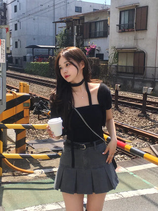[Belt set] [Pants-style lining] Pleated skirt (3 colors)