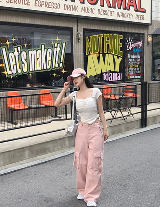 Cotton strap cargo pants (3 colors)