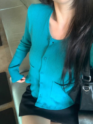 Perforated Cotton Cardigan