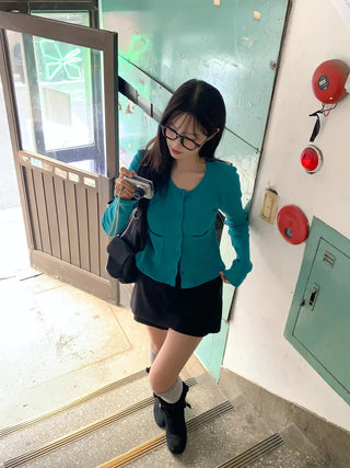 Perforated Cotton Cardigan