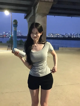 Slim Shirred Short-Sleeve T-Shirt