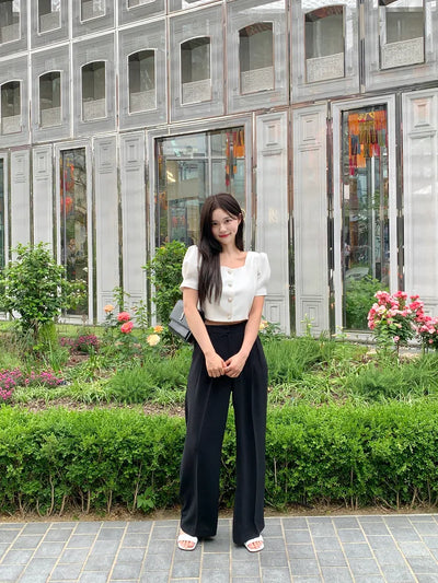 Short-sleeved tweed jacket blouse (2 colors)