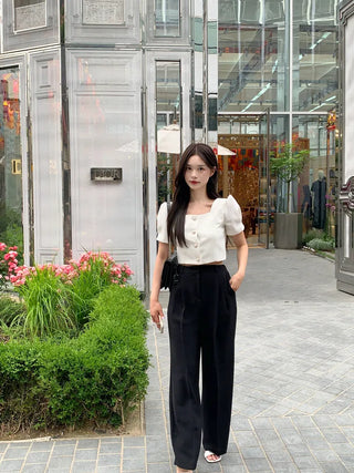 Short-sleeved tweed jacket blouse (2 colors)