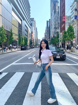 Span Slim Cropped Short-Sleeve Shirt