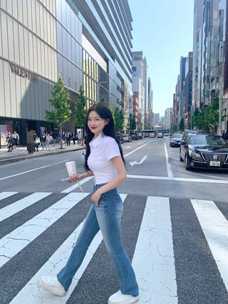 Span Slim Cropped Short-Sleeve Shirt
