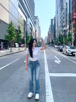 Span Slim Cropped Short-Sleeve Shirt