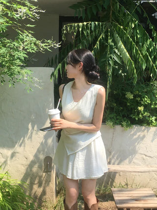[2pcs] Chiffon Blouse and Pants Set