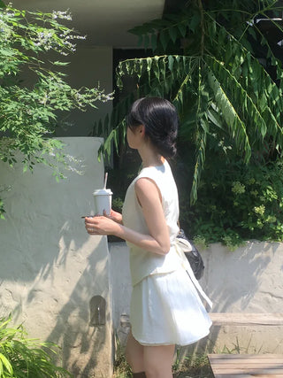 [2pcs] Chiffon Blouse and Pants Set