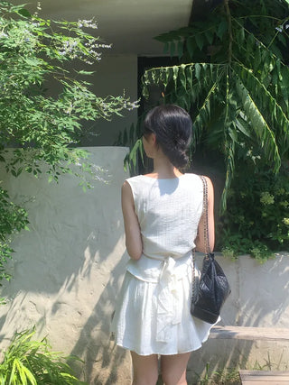 [2pcs] Chiffon Blouse and Pants Set
