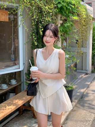 [2pcs] Chiffon Blouse and Pants Set