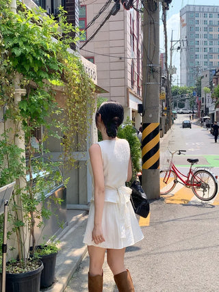 [2pcs] Chiffon Blouse and Pants Set