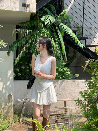 [2pcs] Chiffon Blouse and Pants Set