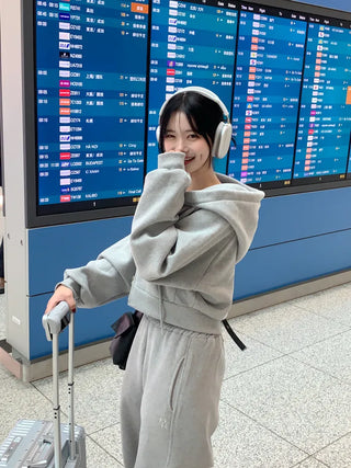 Fleece-lined cropped hoodie