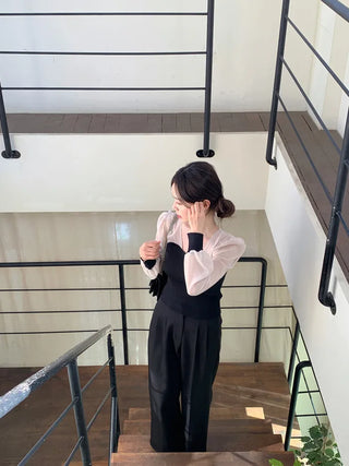 Chiffon knit top blouse