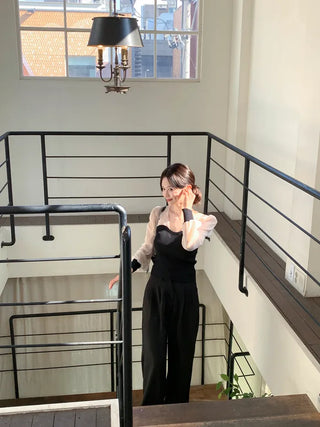 Chiffon knit top blouse