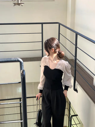 Chiffon knit top blouse
