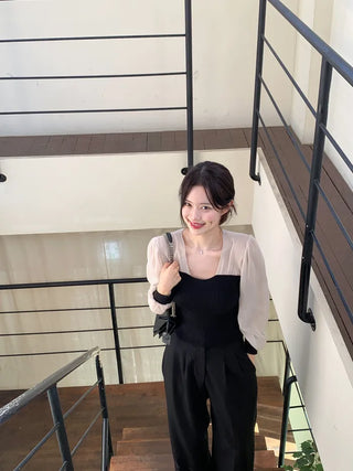 Chiffon knit top blouse