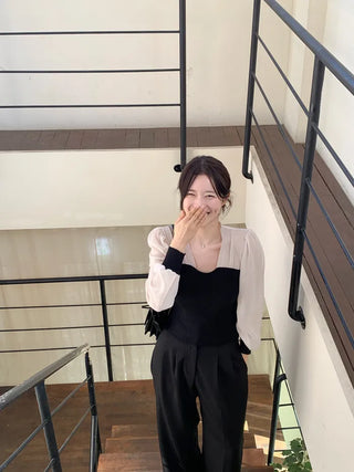 Chiffon knit top blouse