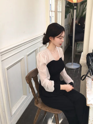 Chiffon knit top blouse