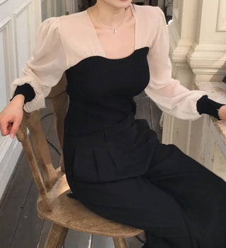 Chiffon knit top blouse